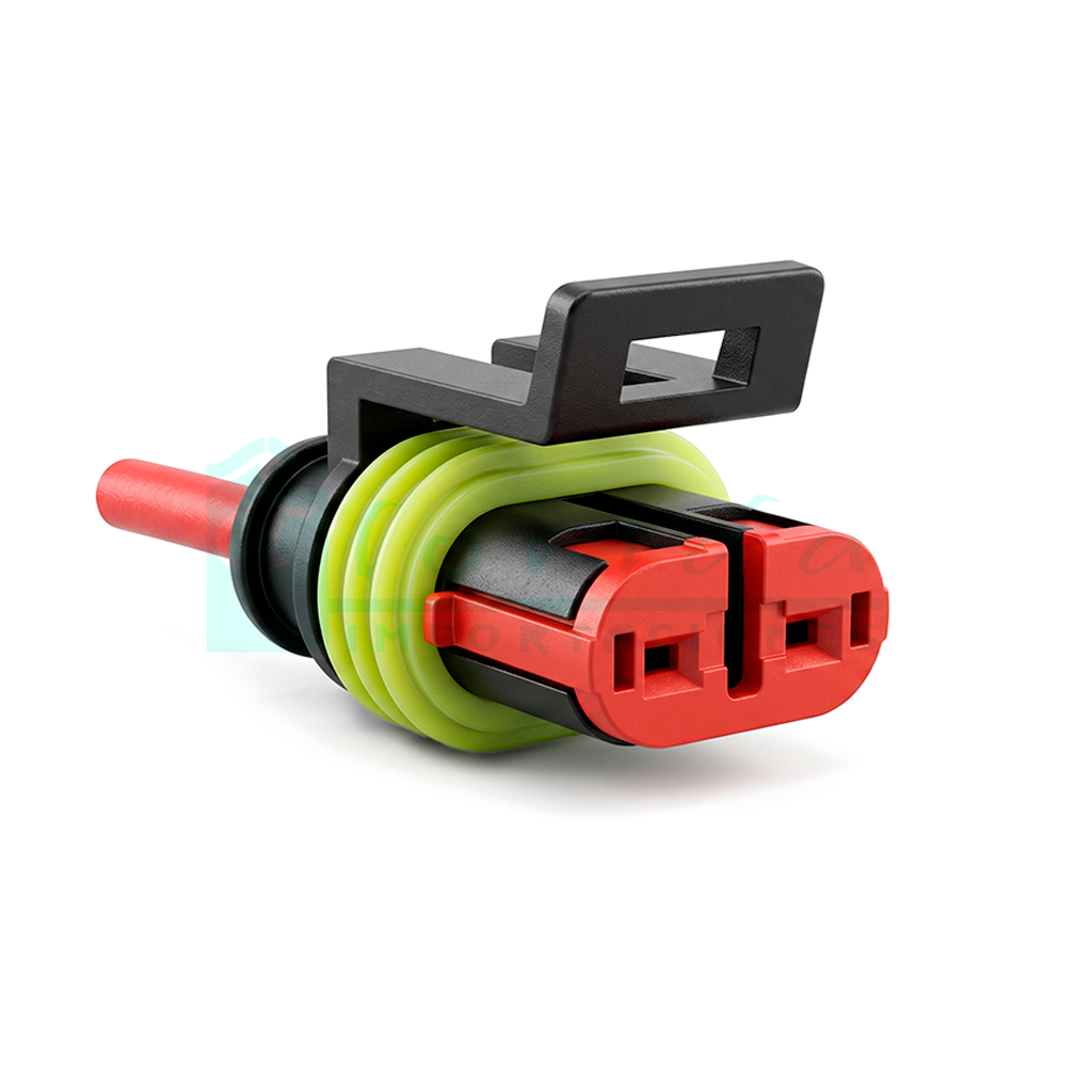 968.CONECTOR (PACHA) PERA REVERSA RAICER CIELO LANOS AVEO OPTRA LUZ MEDIA CORSA (2 PINES)(ROJA)